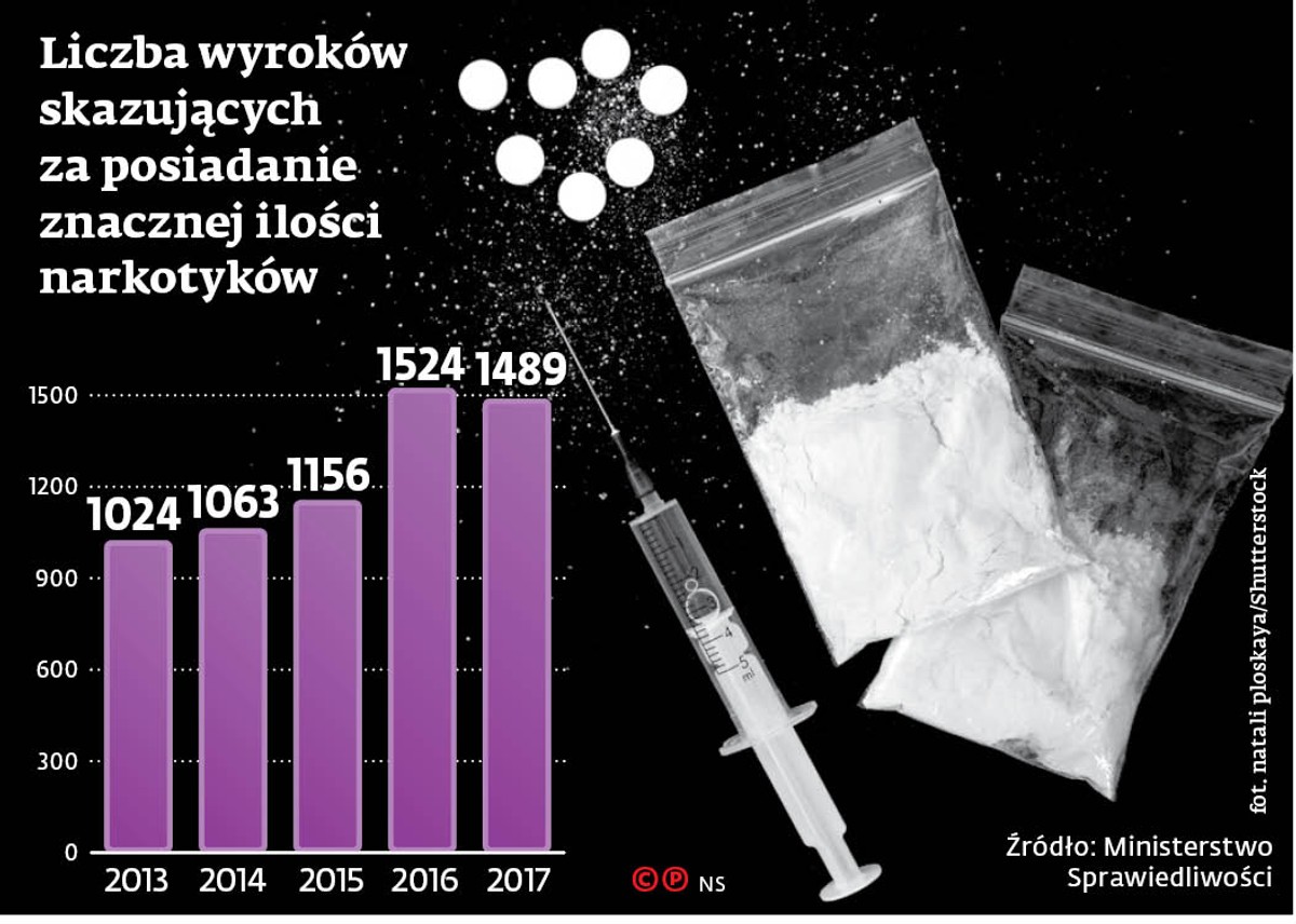 Liczba wyroków skazujących za posiadanie znacznej ilości narkotyków