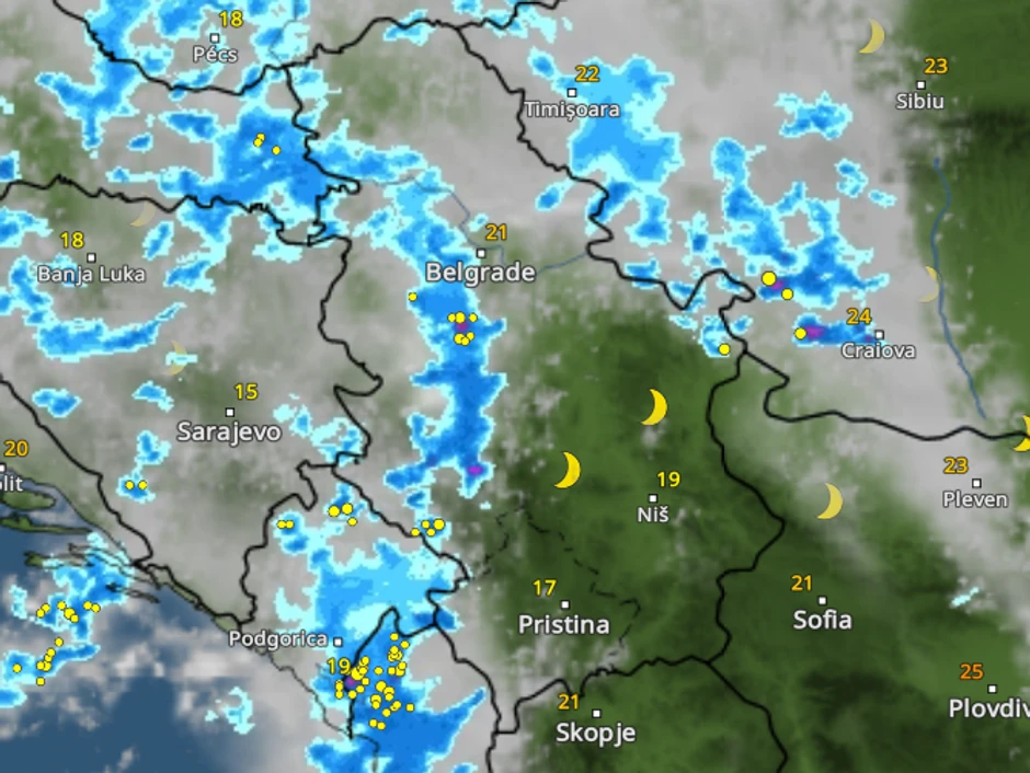Kretanje nevremena u 23 sata
