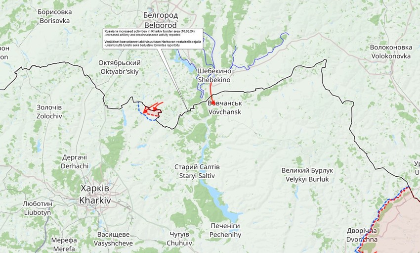 Mapa Harkovske oblasti, 10 maj 2024.
