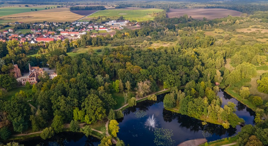 Żmigród z lotu ptaka prezentuje się niczym jeden wielki zespół parkowy. A i ptaków tutaj mnóstwo.