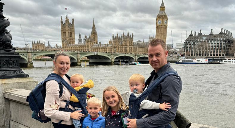Karen Edwards, her husband, and her children in London.Courtesy of Karen Edwards
