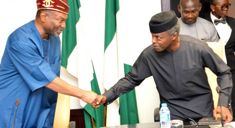 Minister of Budget and National Planning, Udo Udoma and Acting President Osinbajo 