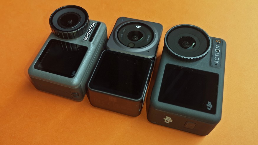 DJI Osmo Action 1, 2 und 3.