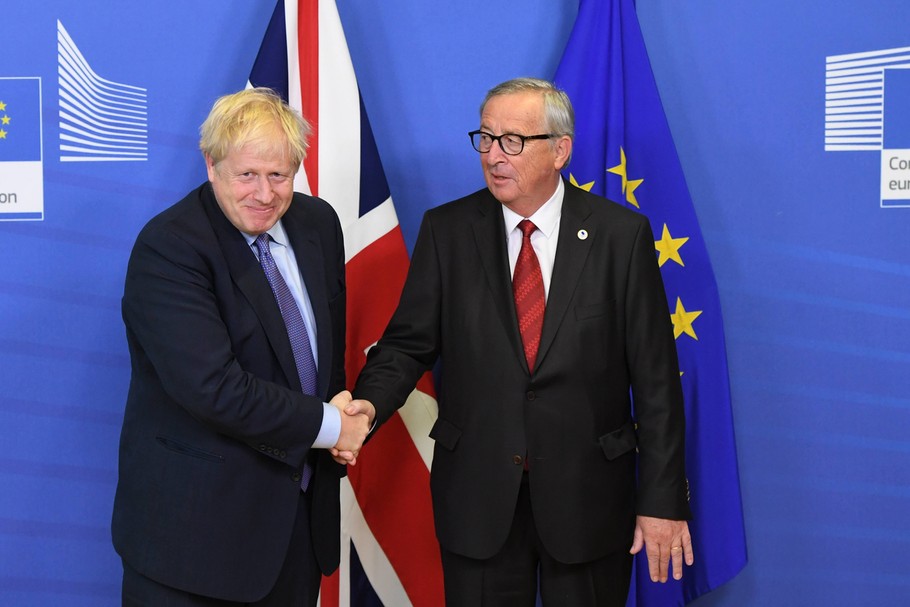 Premier Wielkiej Brytanii Boris Johnson i szef KE Jean-Claude Juncker