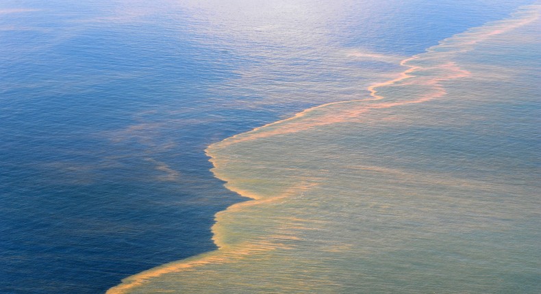 Oil from the Deepwater Horizon oil spill approaches the coast of Mobile, Alabama, on May 6, 2010.Michael B. Watkins/Department of Defense