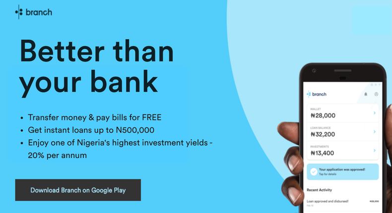 Branch announces free unlimited money transfers and Nigeria's leading investment returns at 20%