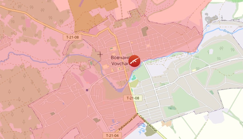 Vovčansk na mapi