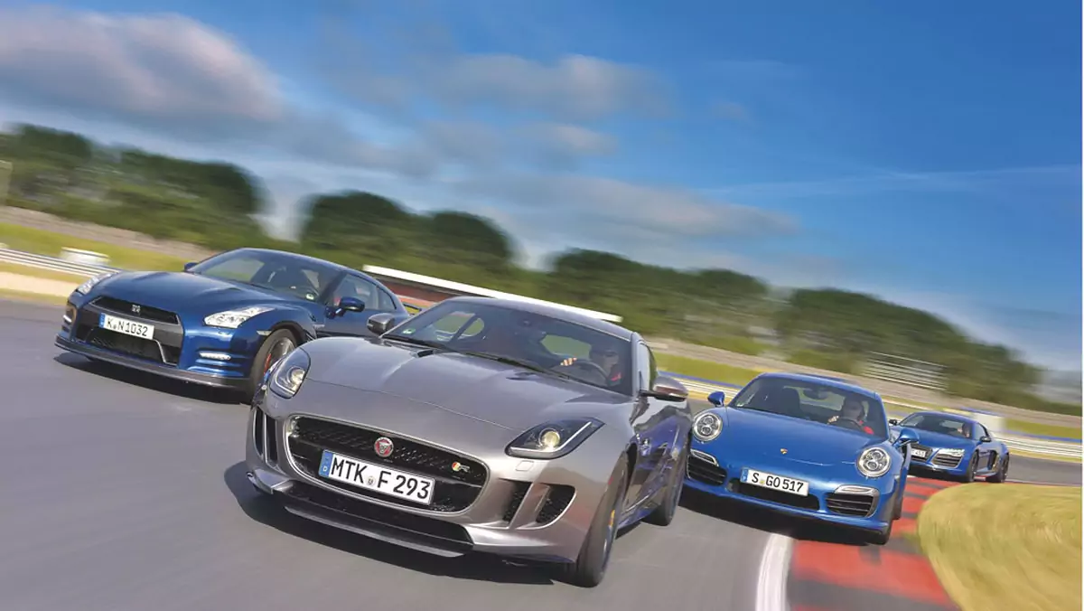 Porównanie: Audi R8 V10 Plus, Jaguar F-Type R, Nissan GT-R, Porsche 911 Turbo S