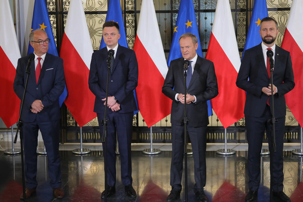 Szymon Hołownia, Władysław Kosiniak-Kamysz, Donald Tusk, Włodzimierz Czarzasty