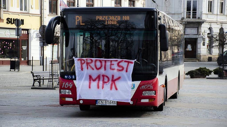 Protest pracowników MPK w Nowym Sączu
