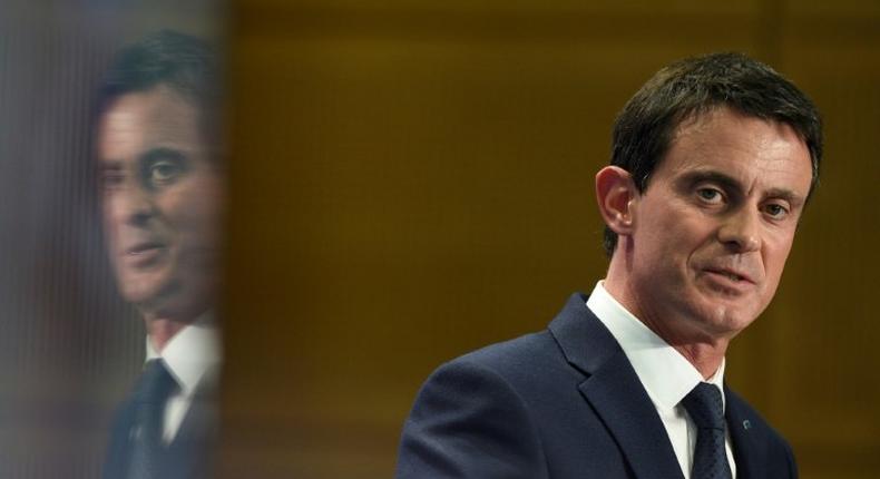 French Prime Minister Manuel Valls delivers a speech in Nancy, eastern France, on December 2, 2016