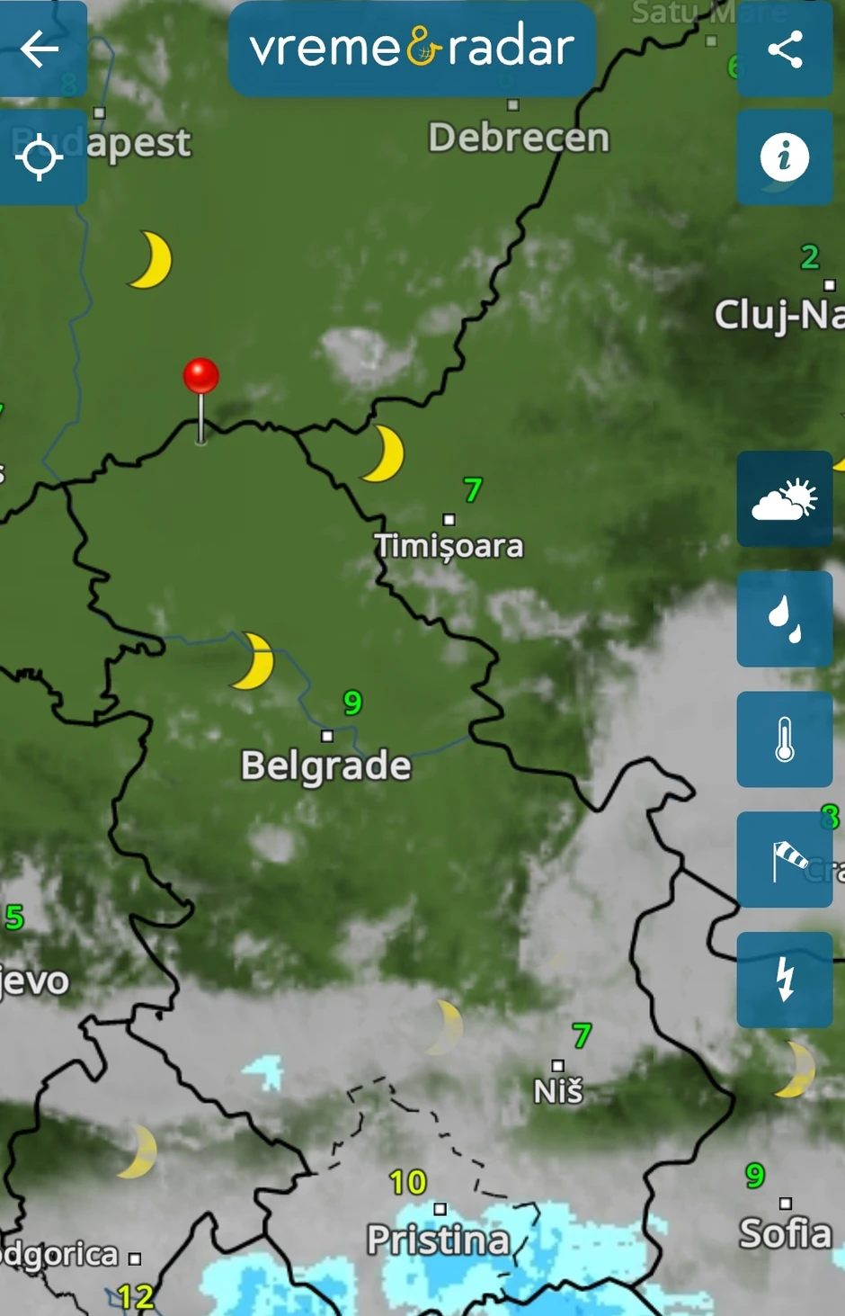 Kiša oko ponoći na krajnjem jugu