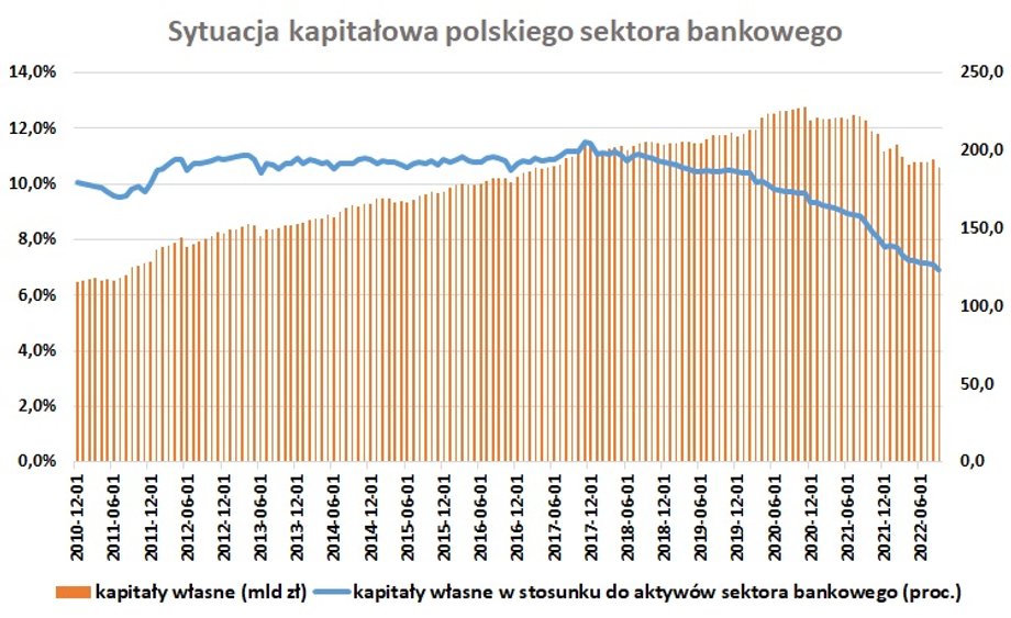 Kurczące się kapitały spowodowały, że zmalał wskaźnik dźwigni polskiego sektora bankowego, czyli jedna z najbardziej podstawowych miar stabilności i odporności na szoki. 