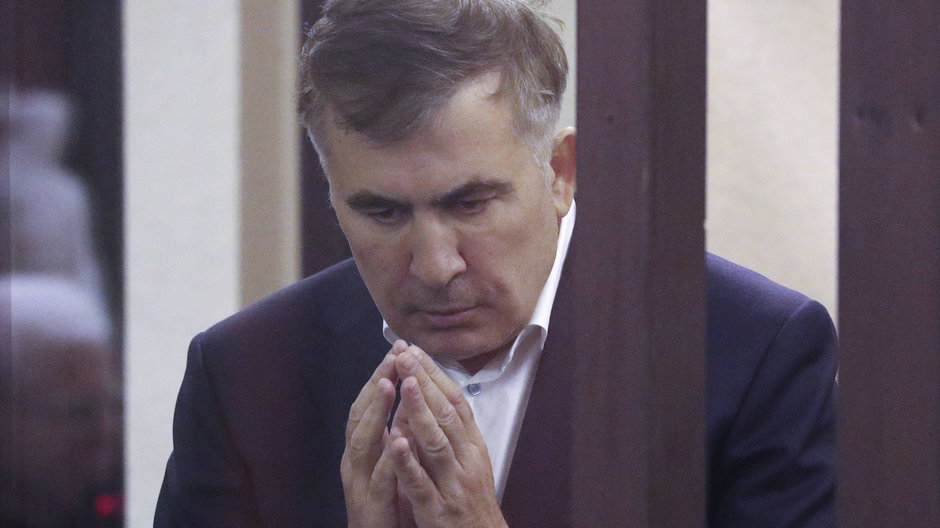 Micheil Saakaszwili (fot. 2021 r.) podczas rozprawy sądowej w Tbilisi