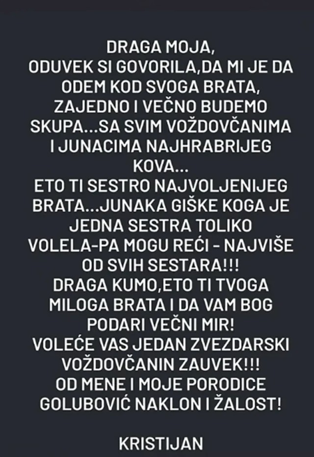 Objava Kristijana Golubović
