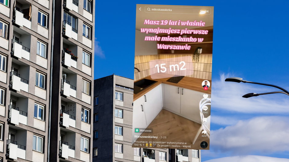 Mieszkanie 15 m kw. podzieliło internautów (fot. screen: tiktok.com/@warszawskielwy)