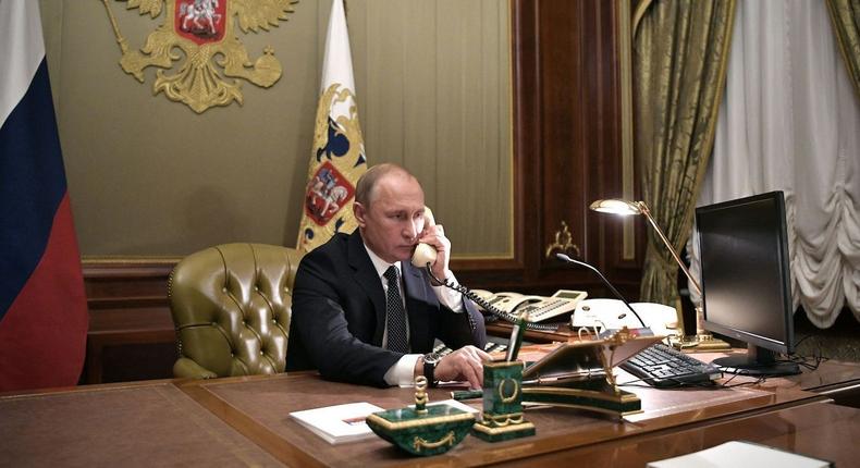 Russian President Vladimir Putin in his office in Saint Petersburg, Russia, on December 15, 2018.Aleksey Nikolsky/Sputnik/AFP via Getty Images