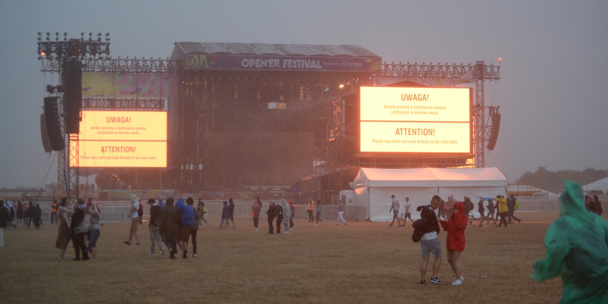 Ewakuacja Opene'r Festival w piątek, 1 lipca 2022 r. 