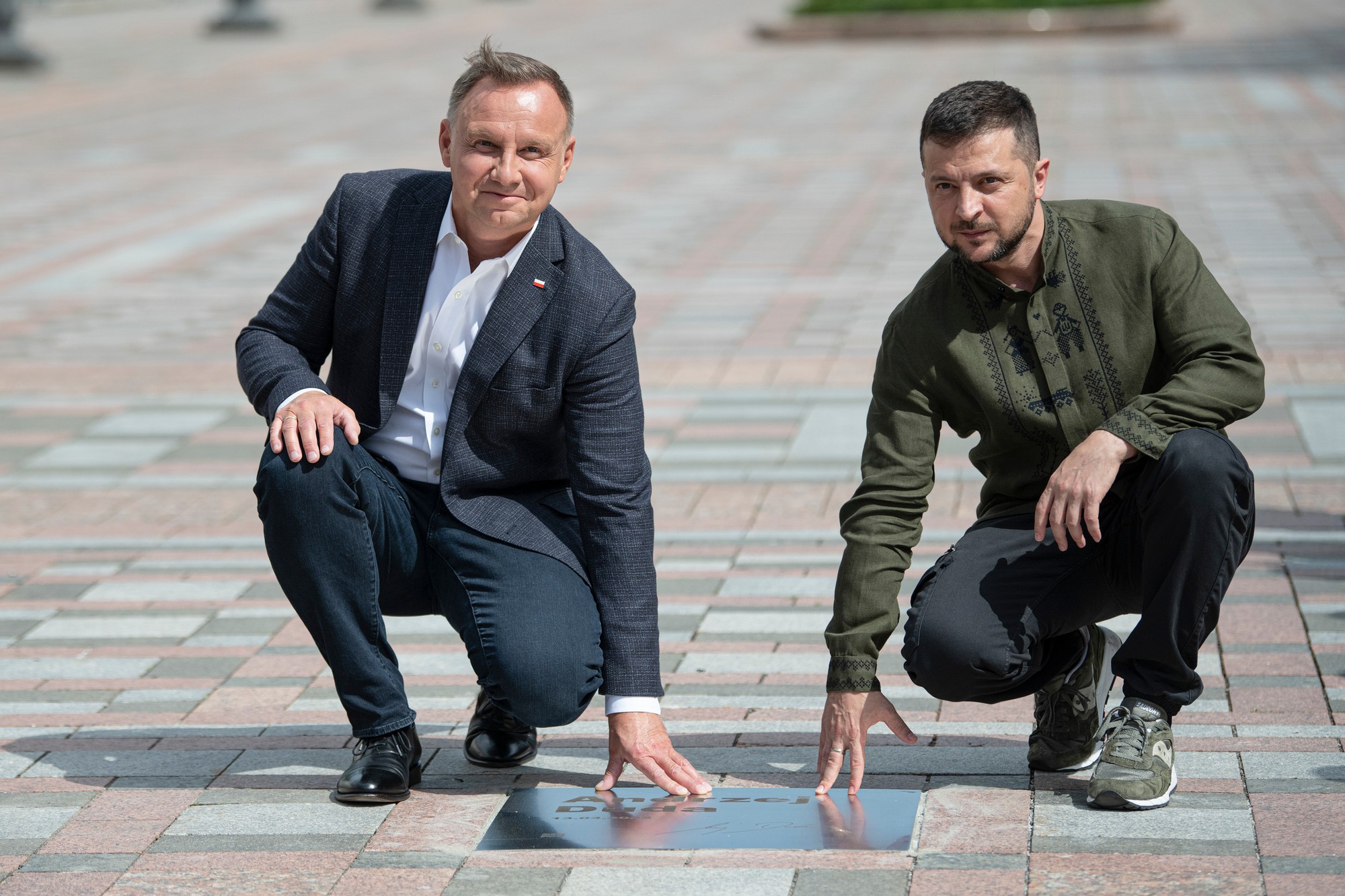 Poľský prezident Andrzej Duda (vľavo) a ukrajinský prezident Volodymyr Zelenskyj.