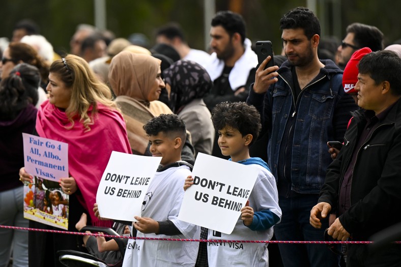 Demonstracja poparcia dla praw uchodźców w Sydney w 2022 r.