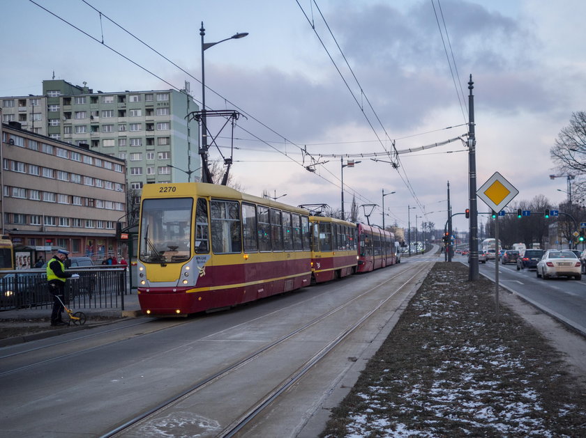 zderzenie tramwajów na Piłsudskiego w Łodzi