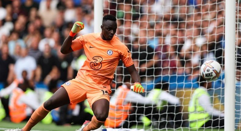 Edouard Mendy face à West Ham, le 3 septembre 2022 à Stamford Bridge, Adrian DENNIS / AFP