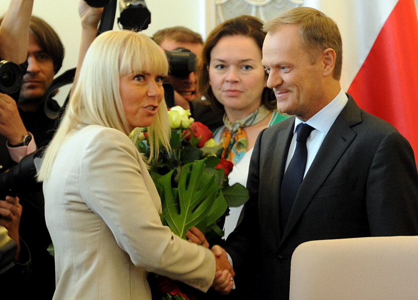Elżbieta Bieńkowka, wicepremier i Donald Tusk, premier
