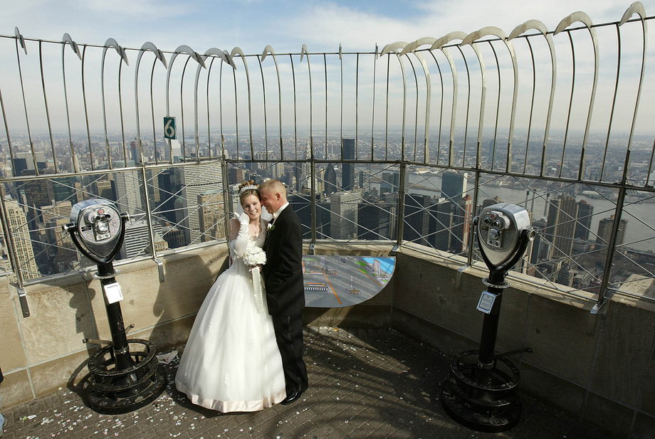 You can get married on the 80th floor. If the couple gets married on Valentine's Day, they automatically become members of the Empire State Building Wedding Club. They get free admission to the observatory every year on their anniversary.