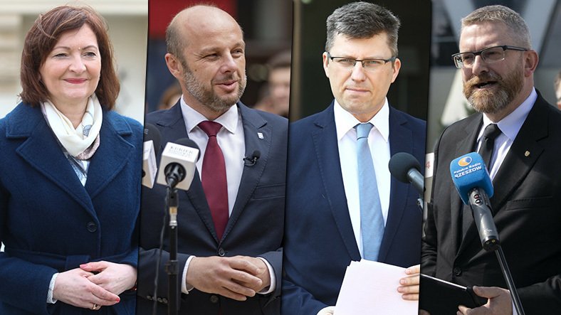 Od lewej: Ewa Leniart, Konrad Fijołek, Marcin Warchoł, Grzegorz Braun