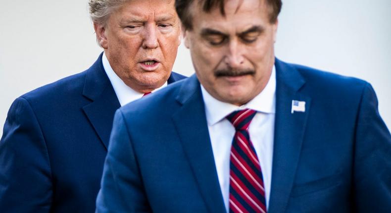 MyPillow CEO Mike Lindell at the White House with then-President Donald Trump in 2020.
