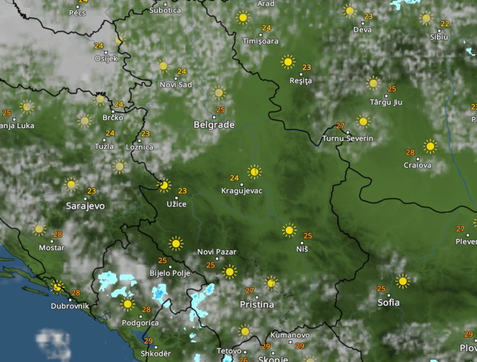 Kretanje padavina u 16 sati