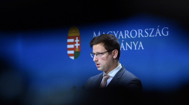 Gulyás Gergely a Kormányinfón / Fotó: MTI