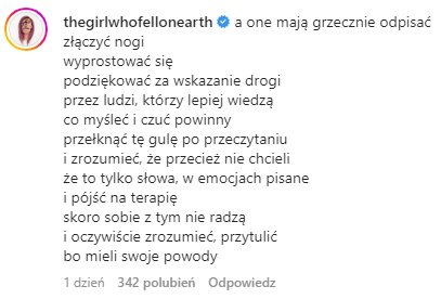 Damięcka odnosi się do krytyki, z jaką spotkała się córka Kaczmarskiego (screen)