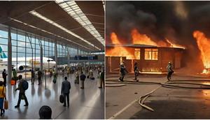 Fire Outbreak at Lagos Airport [Meta AI Image)