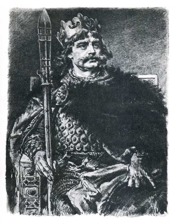 Bolesław Chrobry. Reprodukacja rysunku Jana Matejki