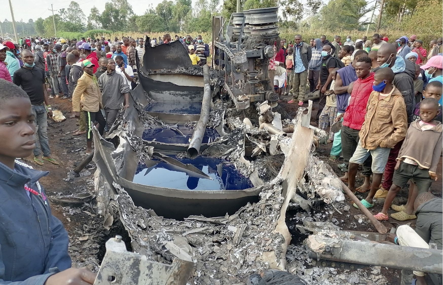 Aftermath after a fuel tanker exploded killing 13 people in Siaya