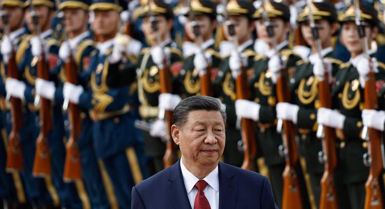 Chinese leader Xi Jinping reviewing the honor guard at the Great Hall of the People in Beijing on May 31, 2024.Tingshu Wang - Pool/Getty Images