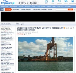 Prom do Szwecji uderzył w nabrzeże i staranował suwnicę