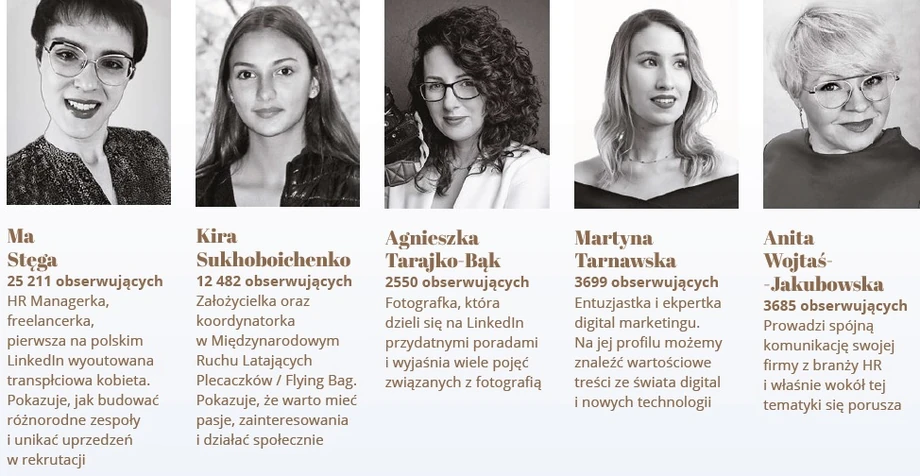 25 mistrzyń LinkedIn: Ma Stęga, Kira Sukhoboichenko, Agnieszka Tarajko-Bąk, Martyna Tarnawska, Anita Wojtaś-Jakubowska