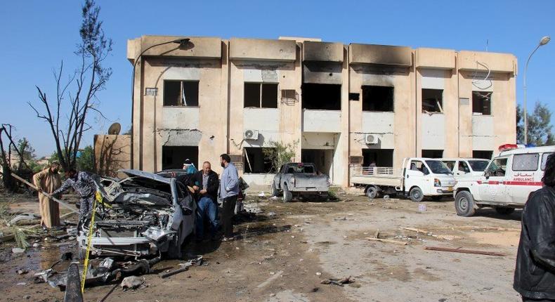 A general view shows the damage at the scene of an explosion at the Police Training Centre in the town of Zliten, Libya, January 7, 2016. REUTERS/Stringer