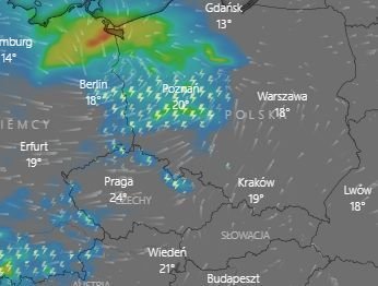 Prognozowana sytuacja o godz. 2 w nocy