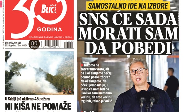 Blic naslovna strana za 19.8.