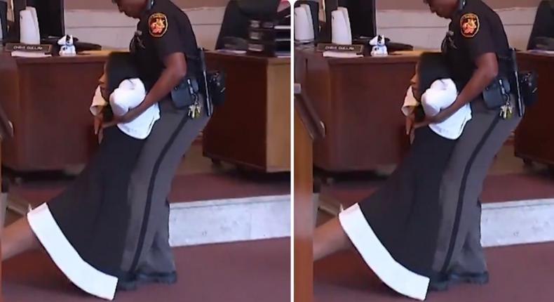 Chaos in courtroom as female judge is sentenced and dragged on the floor to prison (video)