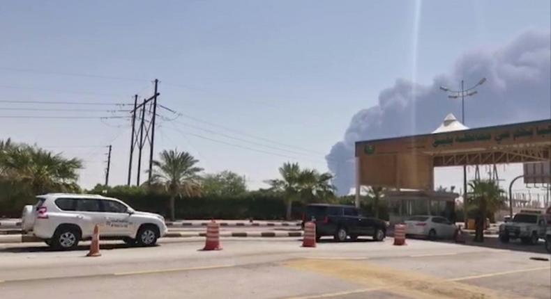 Smoke billows from Saudi oil giant Aramco's huge Abqaiq processing plant following a Saturday attack that Tehran insists was carried out by Yemeni rebels but Washington says originated in Iran