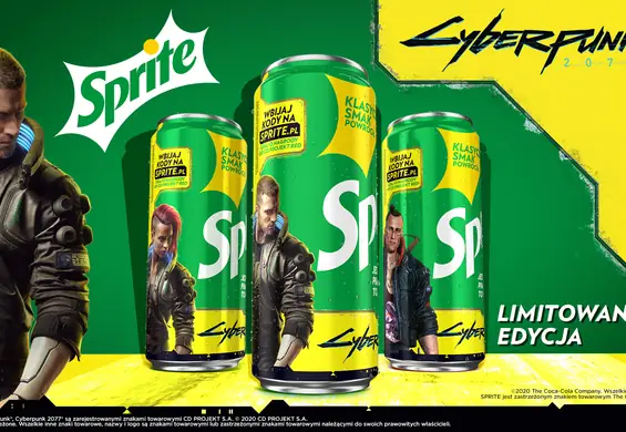 Sprite prezentuje unikalną edycję puszek i butelek inspirowaną grą Cyberpunk 2077