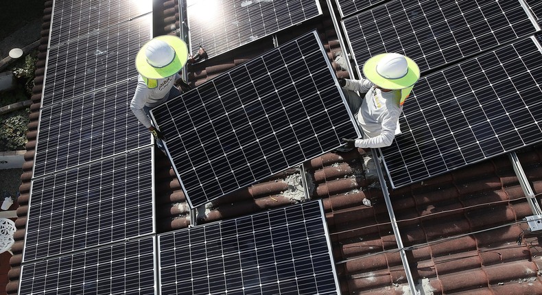 Rooftop solar panel installation