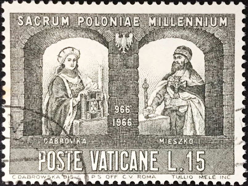 Mieszko I Piastowie Vatican,City,,Circa,1966:,Used,Postage,Stamp,Of,Vatican,City