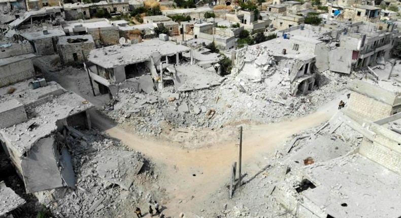 Parts of Syria's northwest, including the town of Ihsim seen here on June 14, 2019, have been devastated by fighting