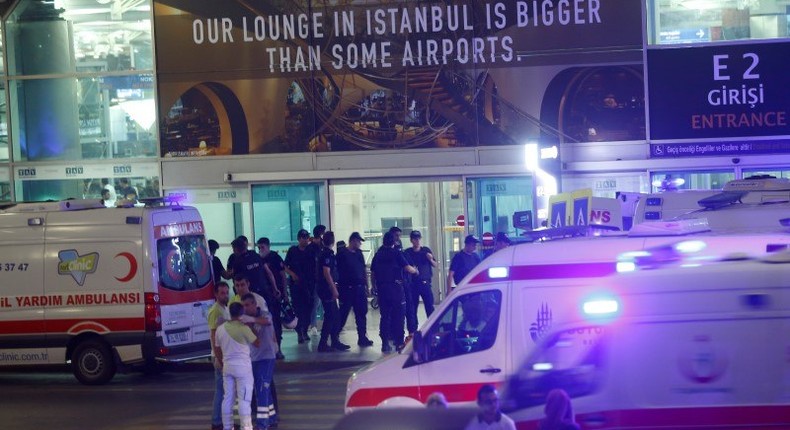 Ambulance cars arrive at Turkey's largest airport, Istanbul Ataturk, Turkey, following a blast June 28, 2016.     REUTERS/Osman Orsal