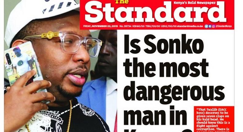 Yes, I am the most dangerous man in Kenya - Nairobi Governor Mike Sonko replies to Standard newspaper headline